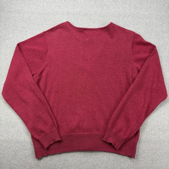 Vintage Herman Geist Cardigan Sweater Set 2 Pc. Mock Neck Metallic Cranberry M - Picture 8 of 10